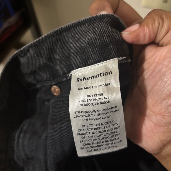 Reformation Tazz Maxi Denim Skirt Washed Black size 27 - Picture 7 of 7